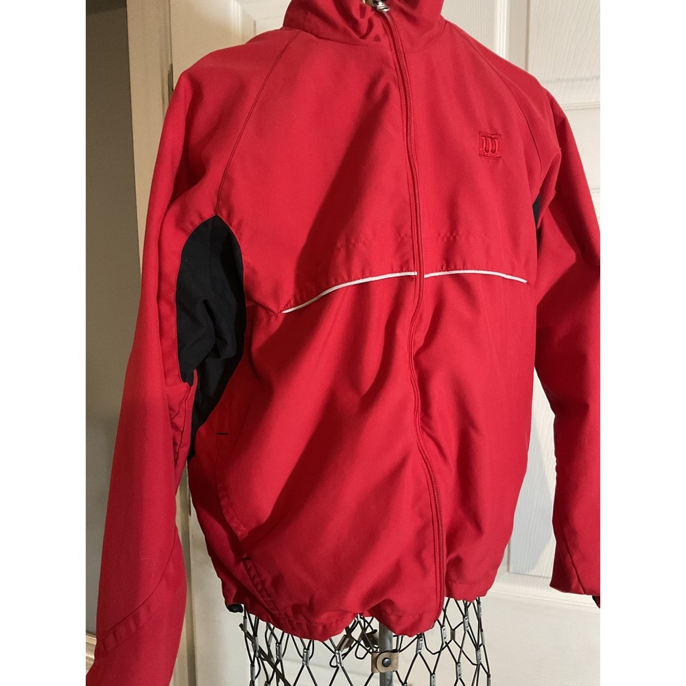 Wilson Mens Red Full Zip Windbreaker Jacket Petite‎ Small PS Athletic Tennis
